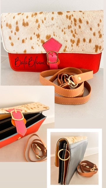 BalaBloom Leather Bag - Red and tan