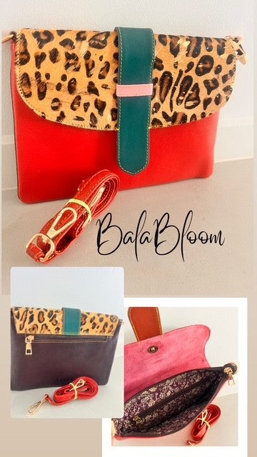 BalaBloom Bag - Red and brown with cheetah