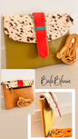 BalaBloom Bag - Spotted with olive and orange slimline red strap