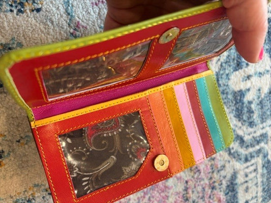 BalaBloom Bag - Olive/green spot with colourful inside wallet/purse